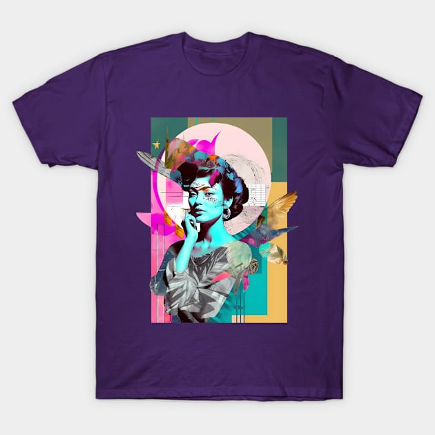 Bird Woman Collage T-Shirt by Designograph